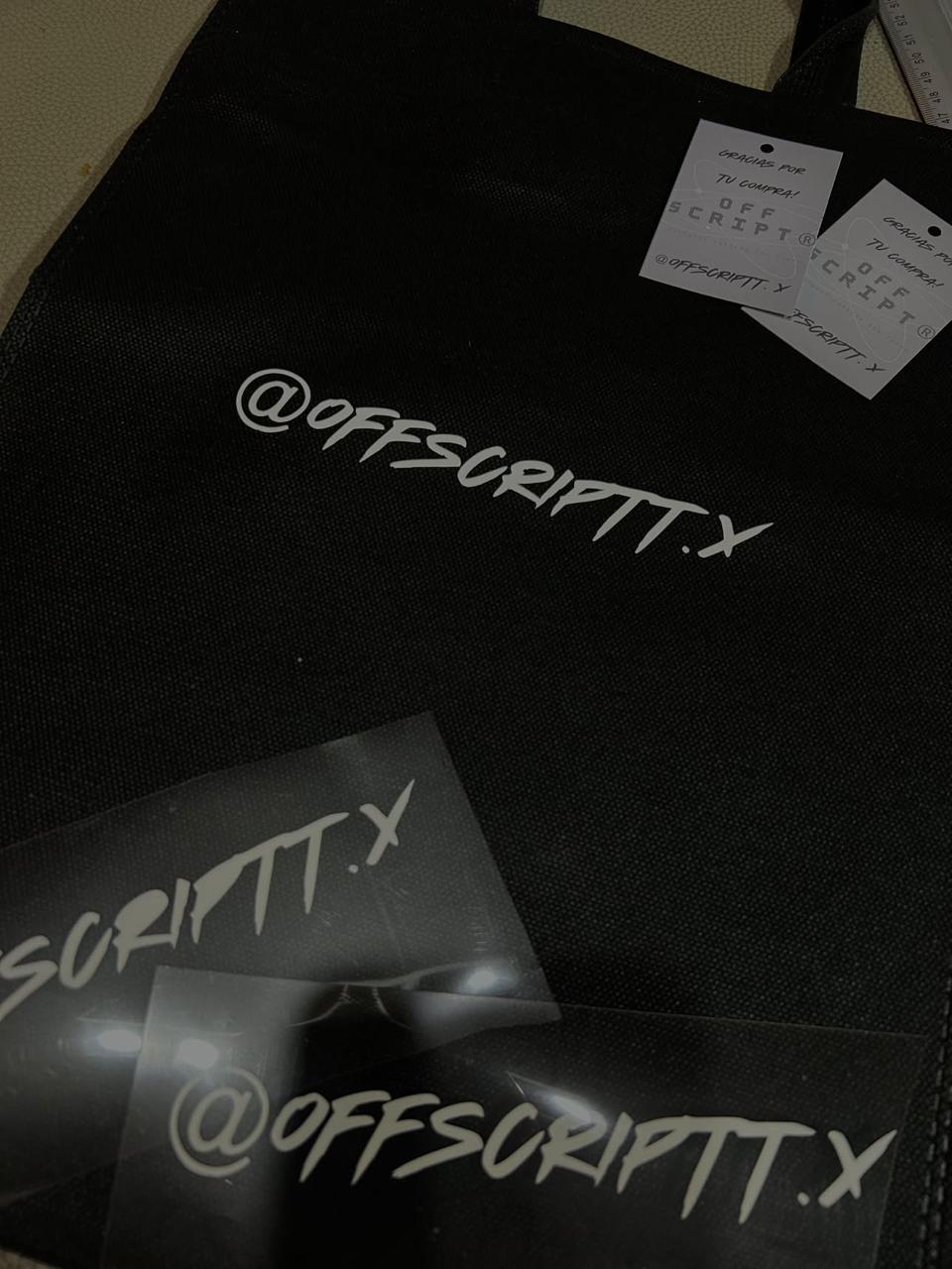 Bolsa de tela OFFSCRIPT con etiquetas de agradecimiento